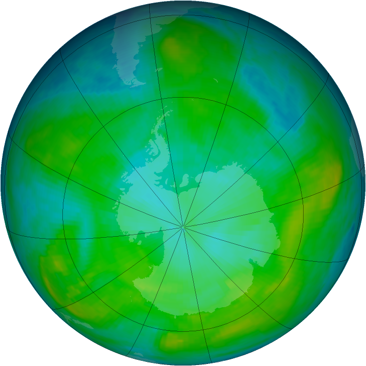 Antarctic ozone map for 29 January 1979
